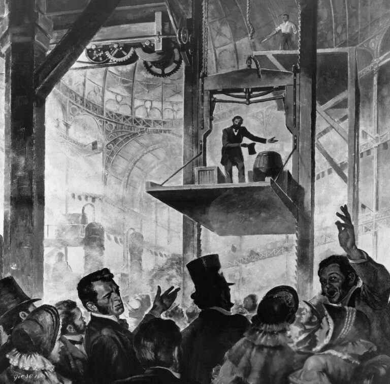 Otis free-fall safety demonstration in 1853