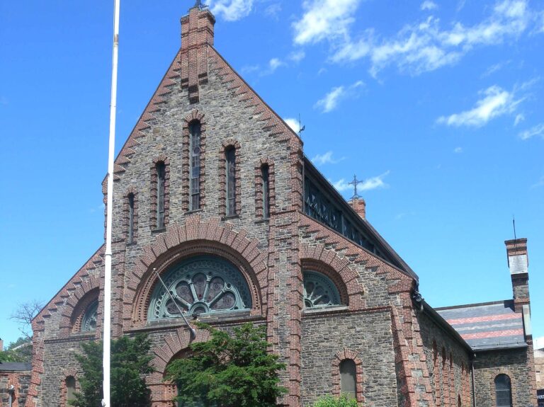Looking northeast at St John's on a sunny early afternoon. This is an image of a place or building that is listed on the National Register of Historic Places in the United States of America. Its reference number is 82003418.
