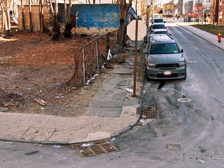 Broken sidewalk on Warburton