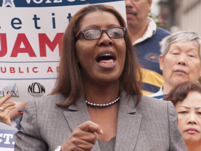 NYC Public Advocate candidate Letitia James at a rally, September 2013.