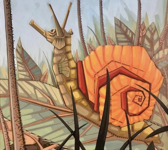 Adaptation: Snail Horse" by Carlos Mateu, Acrylic on Canvas, 24" x 24"