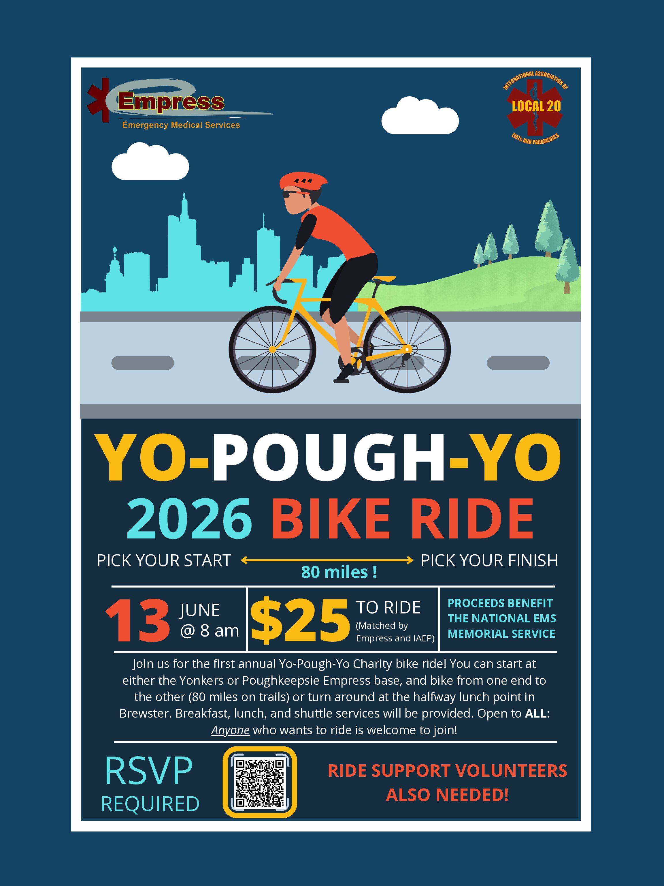 Yonkers Will Be a Starting Line for an 80-Mile Ride Honoring Fallen EMS Workers.