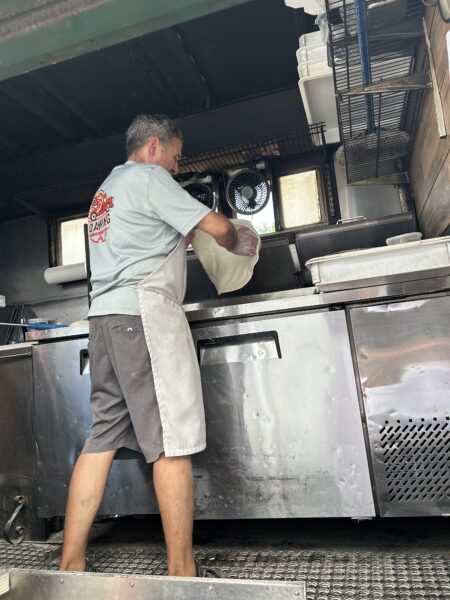 pizza maker in his truck